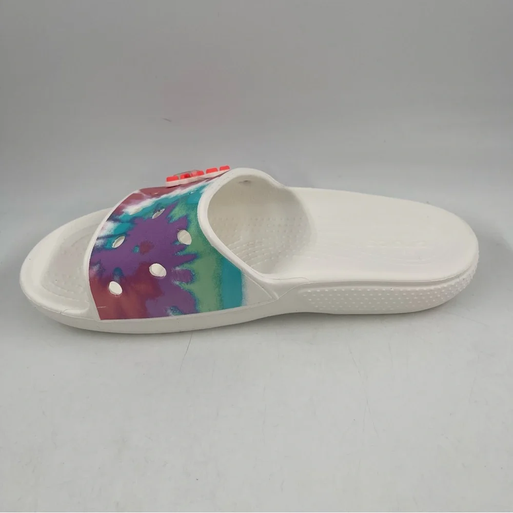 NWT👞Crocs Unisex Classic II Tie Dye Graphic White Slide - Size Men-7 | Women-9
